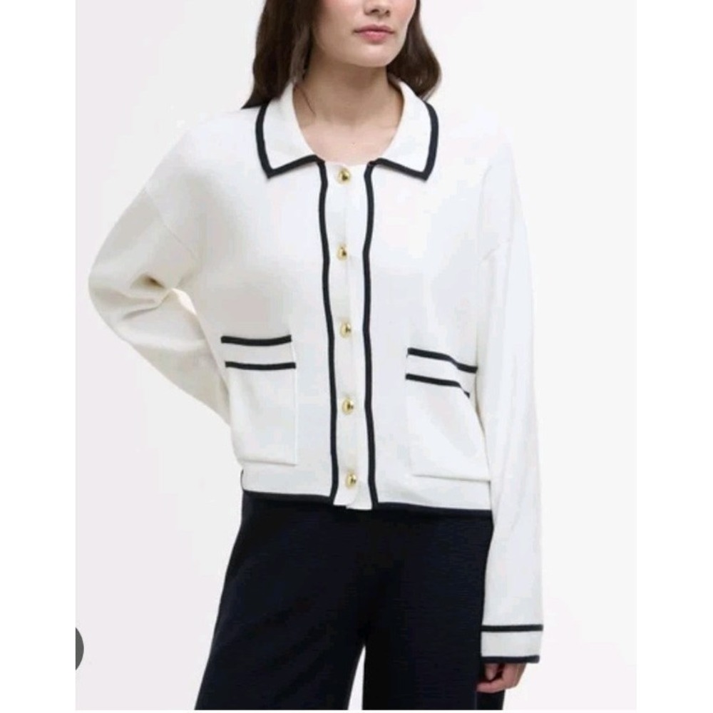 Barbour Twinset Cardigan + Top Jasmine Amy White Size 12 Womens Knit Nautical